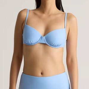 NWT QUINCE Italian Demi Bikini Top Clear Blue Sky